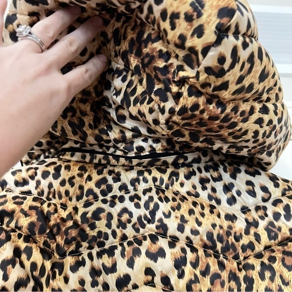 NWT Noize Vegan Claire Mid Length Puffer Coat Citrine Cheetah - Picture 10 of 14